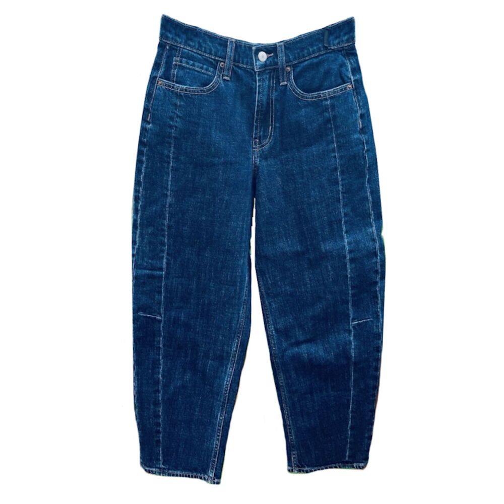 Old Navy High Rise Barrel Leg Ankle Dark Wash Jeans Size 12 Casual Weekend